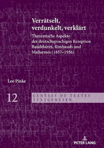 Verraetselt, verdunkelt, verklaert cover