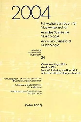 Schweizer Jahrbuch Fuer Musikwissenschaft- Annales Suisses de Musicologie- Annuario Svizzero Di Musicologia cover