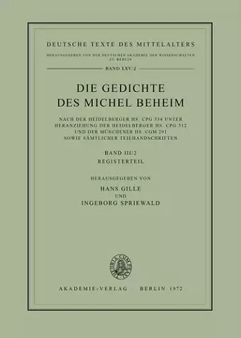 Die Gedichte DES Michel Beheim cover