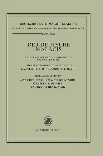 Der Deutsche Malagis Nach Den Heidelberger Handschriften Cpg 340 Und 315 cover