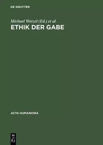 Ethik Der Gabe cover