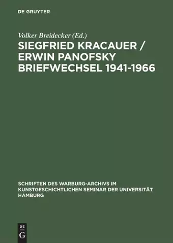 Siegfried Kracauer / Erwin Panofsky Briefwechsel 1941–1966 cover