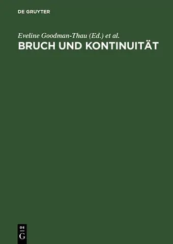 Bruch Und Kontinuitaet Juedisches Denken in Der Europaeischen Geistesgeschichte cover