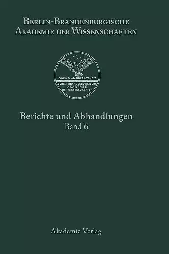 Berichte und Abhandlungen, Band 6, Band 6 cover