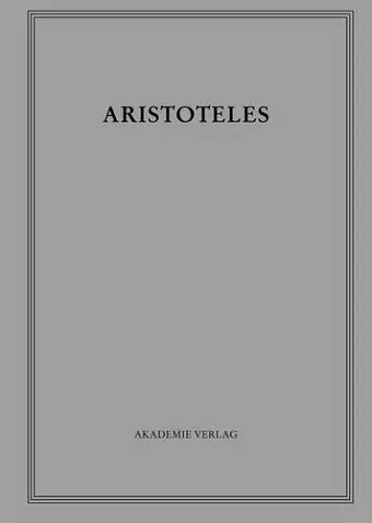 Aristoteles, Band 18/VI, Opuscula VI cover