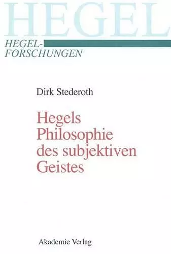 Hegels Philosophie des subjektiven Geistes cover