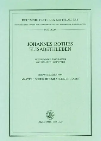 Johannes Rothes Elisabethleben cover