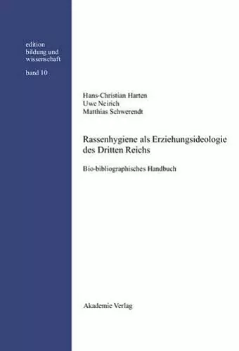 Rassenhygiene ALS Erziehungsideologie Des Dritten Reichs cover