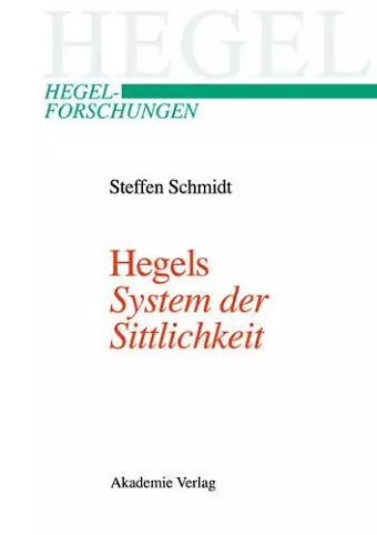 Hegels System Der Sittlichkeit cover