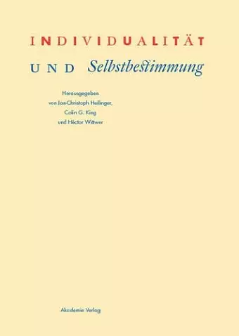 Individualität Und Selbstbestimmung cover