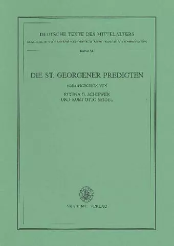 Die St. Georgener Predigten cover