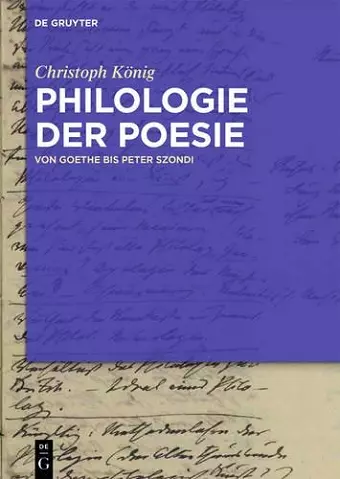 Philologie der Poesie cover