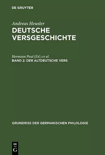 Deutsche Versgeschichte, Band 2, Der altdeutsche Vers cover