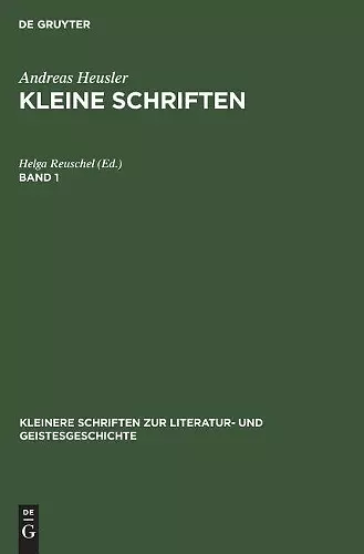 Andreas Heusler: Kleine Schriften. Band 1 cover