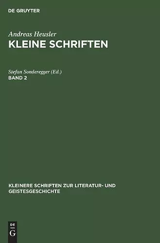 Kleinere Schriften zur Literatur- und Geistesgeschichte Kleine Schriften cover