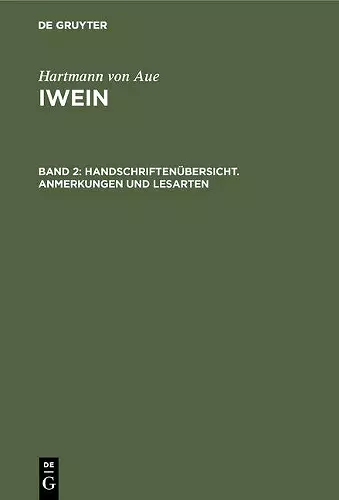 Handschriftenübersicht. Anmerkungen und Lesarten cover