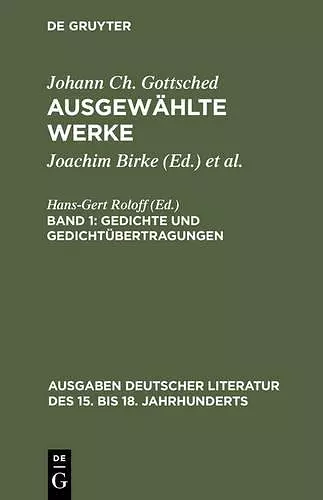 Ausgewählte Werke, Bd 1, Gedichte und Gedichtübertragungen cover