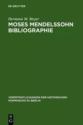 Moses Mendelssohn Bibliographie cover