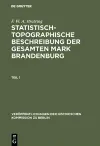 Statistisch-Topographische Beschreibung Der Gesamten Mark Brandenburg cover