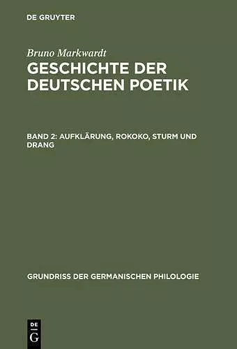 Geschichte der deutschen Poetik, Band 2, Aufklärung, Rokoko, Sturm und Drang cover