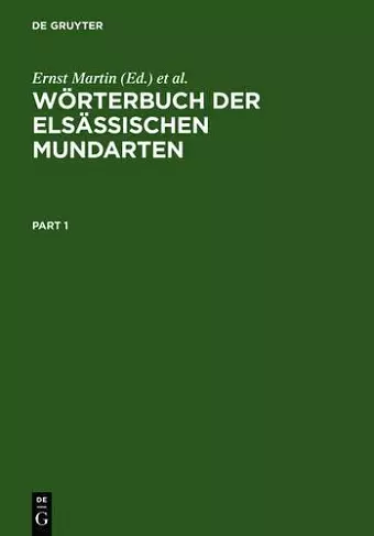 Wörterbuch Der Elsässischen Mundarten cover