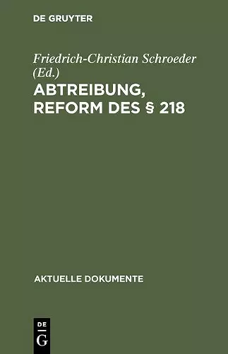 Abtreibung, Reform des § 218 cover