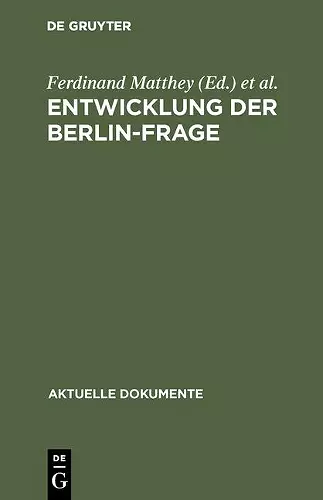 Entwicklung der Berlin-Frage cover