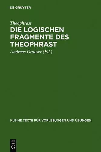 Die logischen Fragmente des Theophrast cover