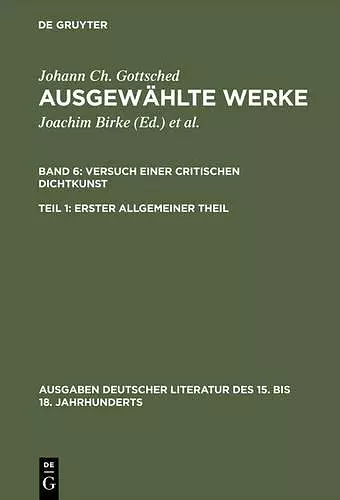 Ausgewählte Werke, Bd 6/Tl 1, Erster allgemeiner Theil cover