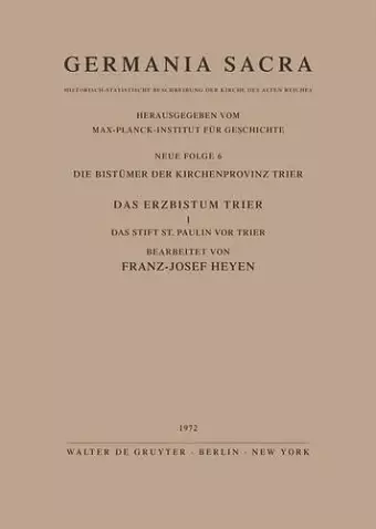 Germania Sacra, Bd 7, Die Bistümer der Kirchenprovinz Mainz. Das Bistum Hildesheim I. Das Reichsunmittelbare Kanonissenstift Gandersheim cover