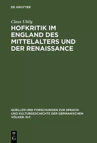 Hofkritik im England des Mittelalters und der Renaissance cover