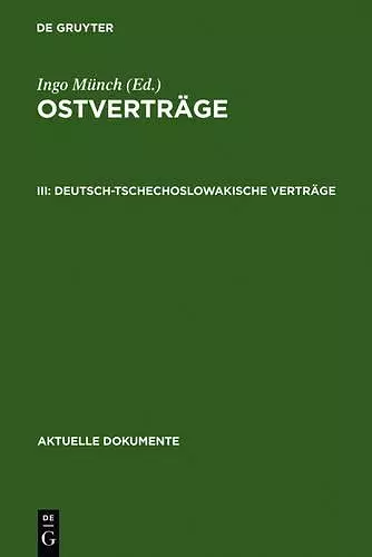 Deutsch-Tschechoslowakische Verträge cover