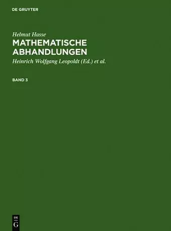 Helmut Hasse: Mathematische Abhandlungen. 3 cover