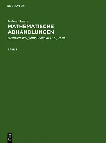 Helmut Hasse: Mathematische Abhandlungen. 1 cover