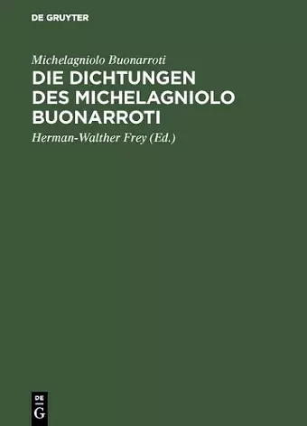 Die Dichtungen des Michelagniolo Buonarroti cover
