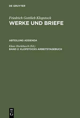 Klopstock, Arbeitstagebuch, Section Addenda, Bd. 2 cover