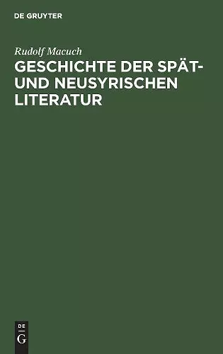 Geschichte der spät- und neusyrischen Literatur cover