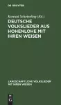 Deutsche Volkslieder aus Hohenlohe mit ihren Weisen cover