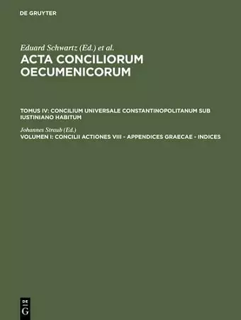 Concilii actiones VIII - Appendices Graecae - Indices cover