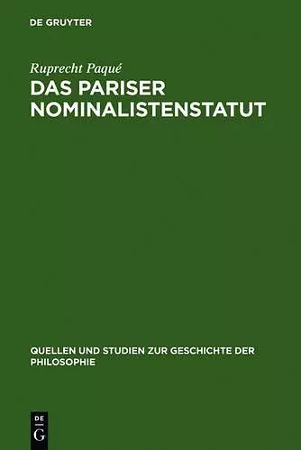 Das Pariser Nominalistenstatut cover