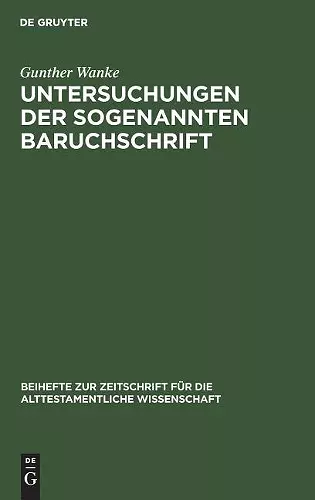 Untersuchungen der sogenannten Baruchschrift cover