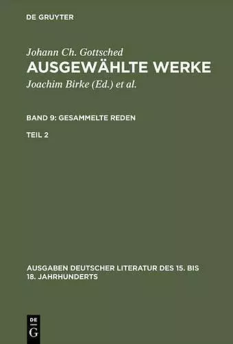 Ausgewählte Werke, Bd 9/Tl 2, Ausgaben deutscher Literatur des 15. bis 18. Jahrhunderts Band 9/Teil 2 cover