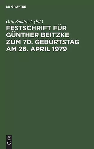 Festschrift Für Günther Beitzke Zum 70. Geburtstag Am 26. April 1979 cover