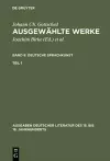 Ausgewählte Werke, Bd 8/Tl 1, Ausgaben deutscher Literatur des 15. bis 18. Jahrhunderts Band 8/Teil 1 cover