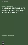 Carmina Epigraphica Graeca Saeculorum VIII–V a. Chr. n cover