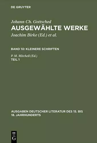 Ausgewählte Werke, Bd 10/Tl 1, Ausgaben deutscher Literatur des 15. bis 18. Jahrhunderts Band 10/Teil 1 cover