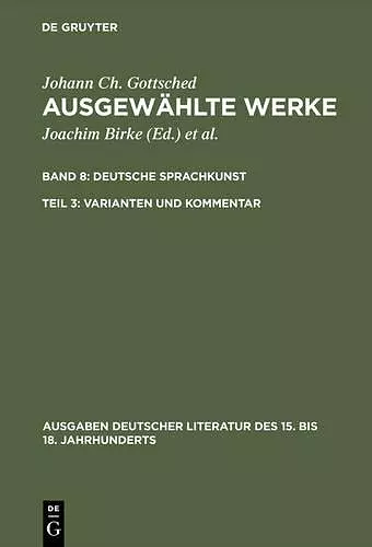 Ausgewählte Werke, Bd 8/Tl 3, Varianten und Kommentar cover