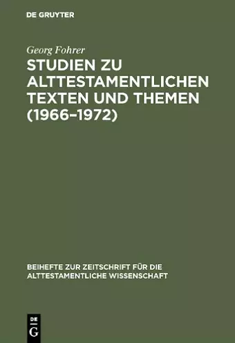 Studien zu alttestamentlichen Texten und Themen (1966-1972) cover