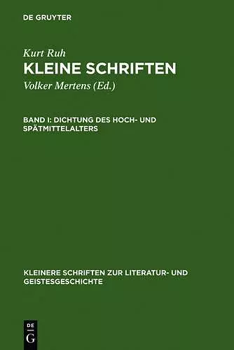 Dichtung des Hoch- und Spätmittelalters cover