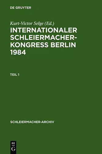 Internationaler Schleiermacher-Kongreß Berlin 1984 cover